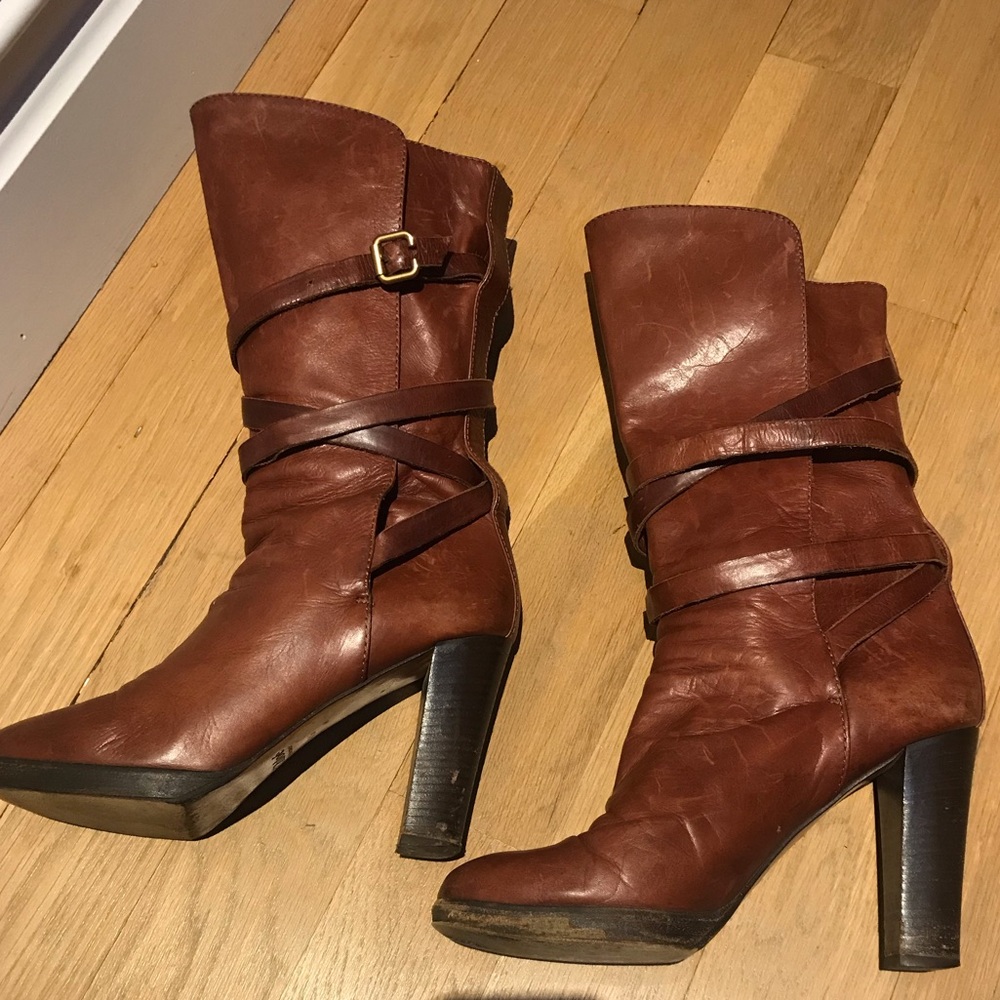 CHLOE BROWN LEATHER 'Silverado' BOOTS SZ 40.5